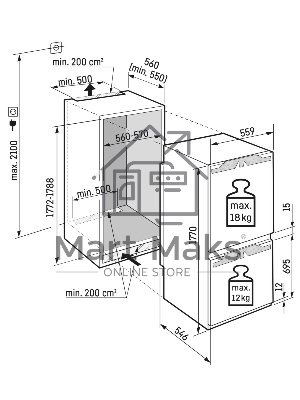 Встраиваемый холодильник Liebherr ICf 5103-22 001 белый двухкамерный 182/80л