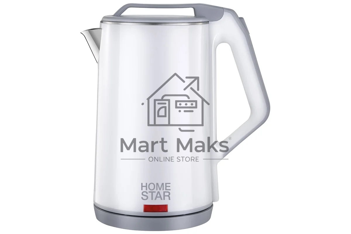Чайник электрический HOMESTAR HS-1036 1,8л, нержавейка+пластик, белый, двойной корпус (12)