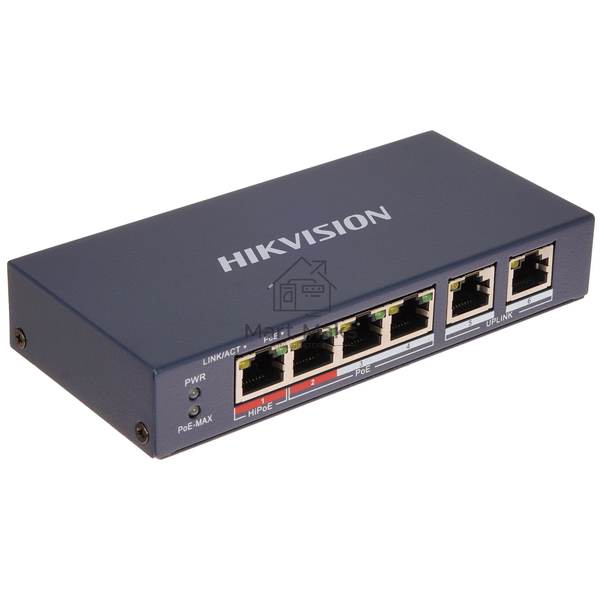 Коммутатор Hikvision DS-3E0106HP-E, 4×100 Мбит/с PoE + 2×100 Мбит/с, неуправляемый