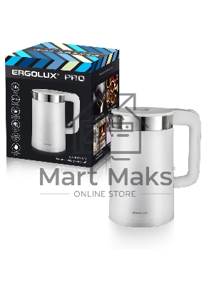 Чайник электрический ELX-KS11-C01 PRO нерж. сталь/пластик 1.8л 220-240В 2200Вт белый Ergolux 15329