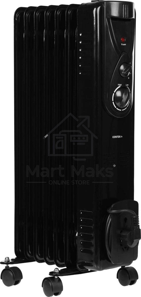 Масляный обогреватель Centek CT-6200 (7 секций) черный, 700/1000/1500Вт, 3 режима, механический термостат