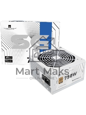 Блок питания 750W/Power Supply Thermalright, 750W 80+ Gold (ATX, 3.1, PCIe 5.1, Non-modular, 1x24(20+4)pin, 1xCPU 8(4+4)pin, 2xPCIe*2 8(6+2)pin, 5xSATA3, 1x12+4pin (12VHPWR PCIe 5.1 12+4pin 600mm), 3xMOLEX4pin, Active, 120x120мм, 150x140x86mm, APFC, white