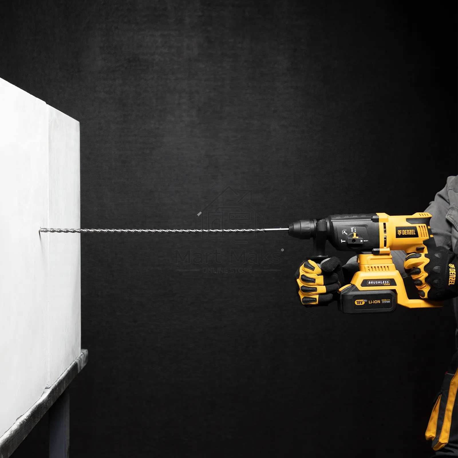 Бур по бетону Denzel двойная спираль, Cobalt W-tip, 10x600 мм, SDS PLUS