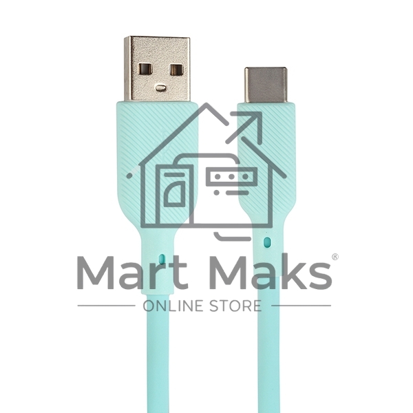 Кабель USB-A to Type-C, silica gel, 1m, 3A, 18W (blue)