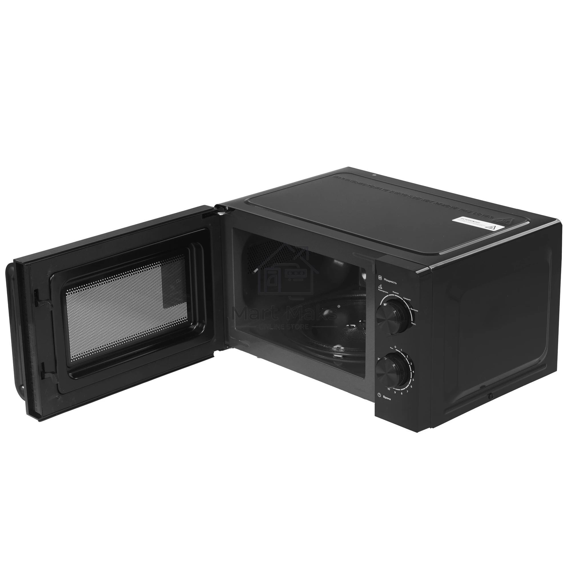 Микроволновая печь BQ MWO-20004SM/W черный, 20 л, 700 Вт, переключатели - поворотный механизм