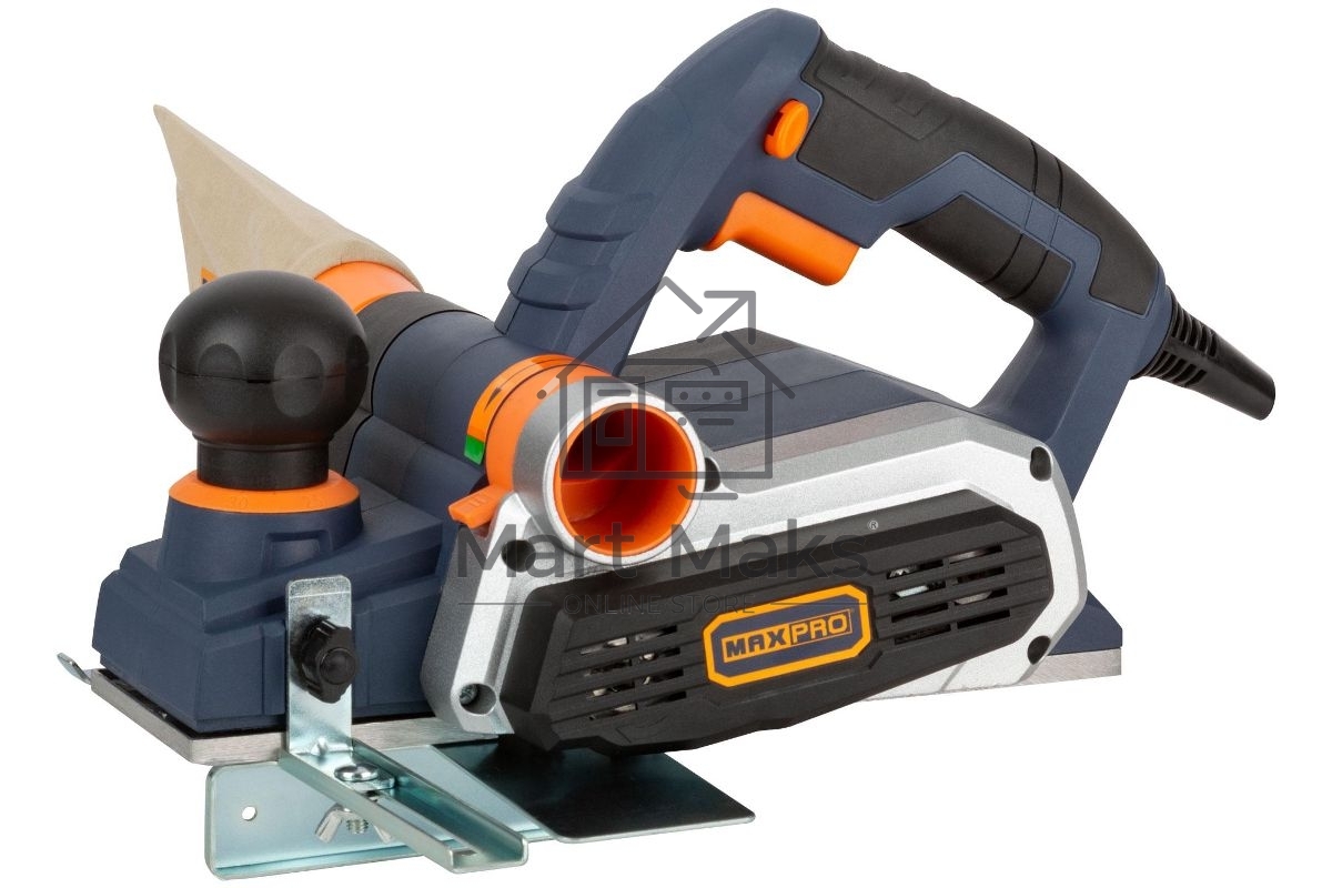 Рубанок Электрический MAXPRO MPPL900/3DR 900Вт, 16000об/мин, 82мм, Рез 0-3мм, Паз 0-16мм, 3,2кг, защ. пятка, Резиновые вставки, Пылесборник, Дополнительные ремен