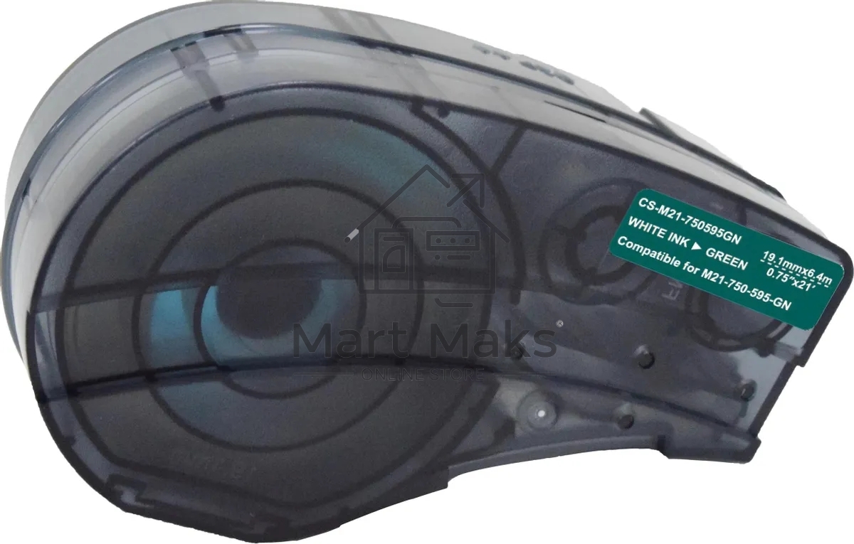 Картридж ленточный Cactus CS-M21-750595GN белый шрифт, зеленый фон (19.1 мм, 6.4 м) для Brady BMP21-PLUS, BMP21-LAB