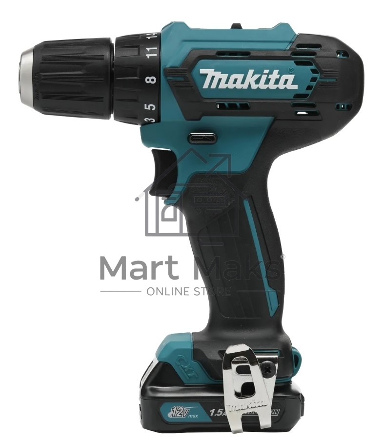 Дрель-шуруповерт Makita DF333DYX14, 12 В, 1.5 Ач, 30 Нм, щеточный