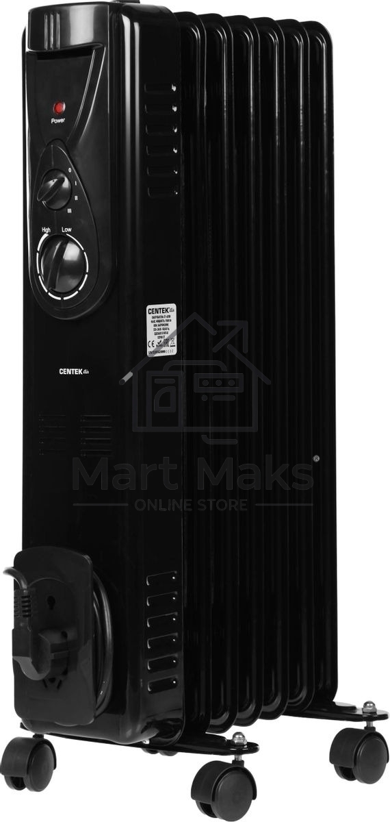 Масляный обогреватель Centek CT-6200 (7 секций) черный, 700/1000/1500Вт, 3 режима, механический термостат