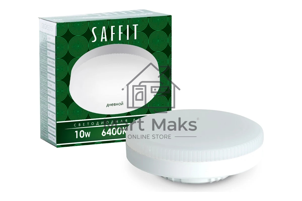 Лампа светодиодная SAFFIT SBGX5310 (55229) 10 вт GX53 дневной таблетка