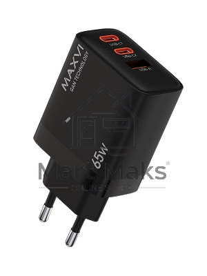 Сетевое зарядное устройство Maxvi SFC-365GN 2xType-C\USB 65W PD QC3.0 черный