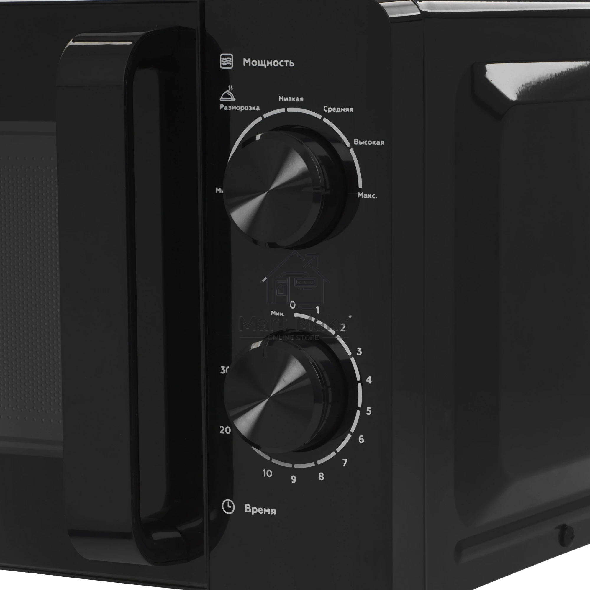 Микроволновая печь BQ MWO-20004SM/W черный, 20 л, 700 Вт, переключатели - поворотный механизм