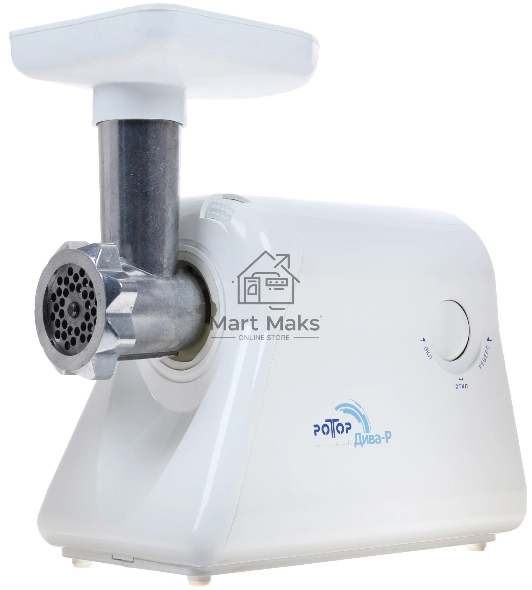 Мясорубка электрическая Ротор Дива-Р ЭМШ 35/300-2 белый, 1500 Вт, 0.6 кг/мин, реверс, насадки - 2
