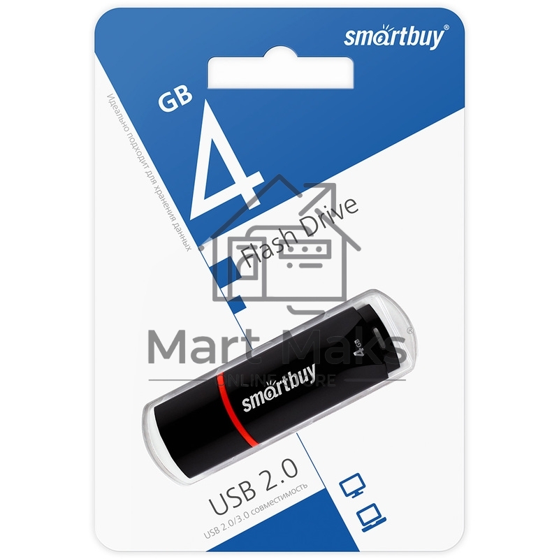 Флешка USB R/W SmartBuy R/W USB Drive 4Gb Crown Black SB4GBCRW-K