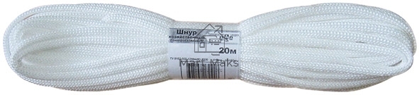 Шнур вязаный КУРС 68344 полипропиленовый без сердечника 4 мм х 20 м, р/н= 49 кгс
