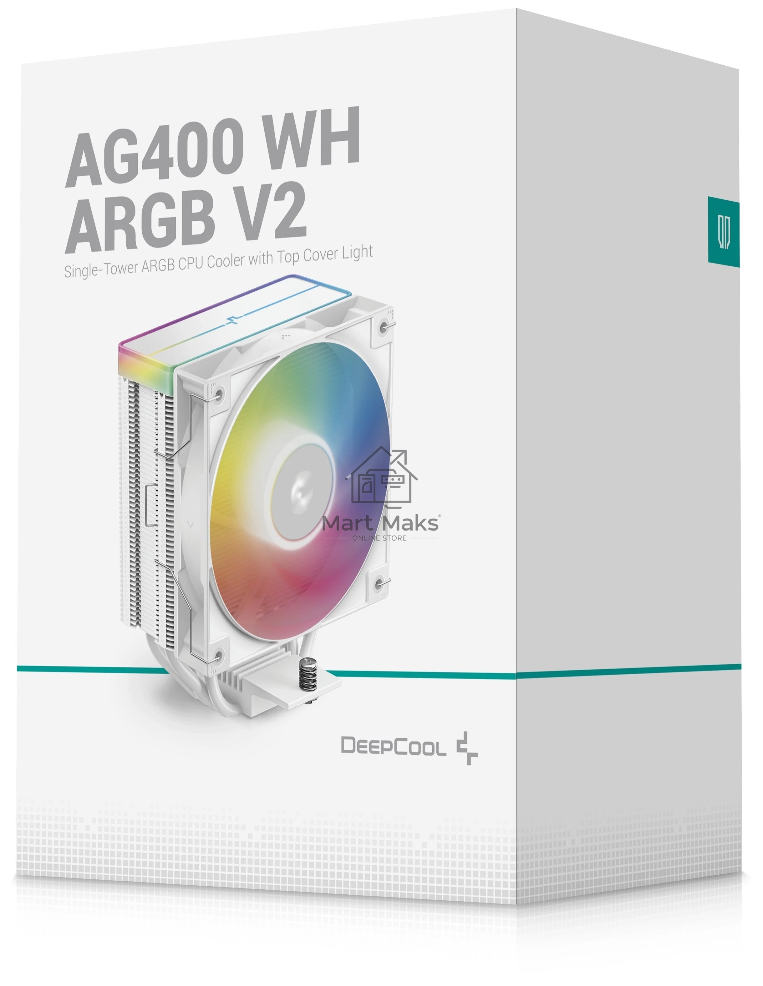 Кулер для процессора DEEPCOOL AG400 WH ARGB V2 белый 120мм алюминий+медь 2100rpm 31.6db 4-pin 220W 152мм