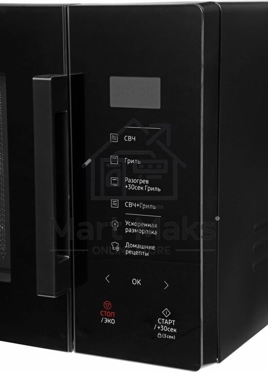 Микроволновая печь Samsung MG23T5018AK/BW черный, 23 л, 800 Вт, переключатели - сенсор
