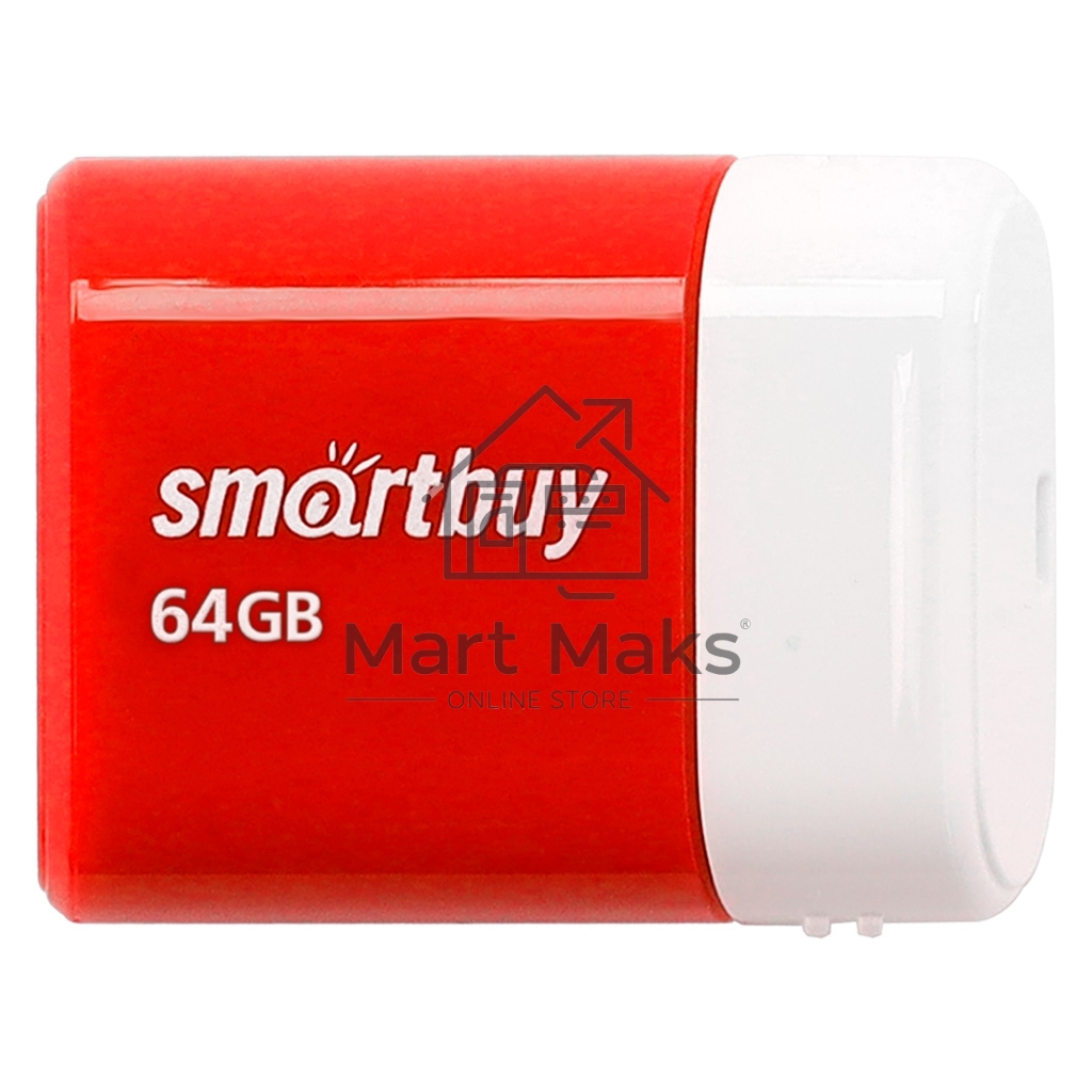 Флешка USB Smartbuy LARA Red (SB64GBLARA-R), 64Gb, USB 2.0, R/W 15/5, красный/белый