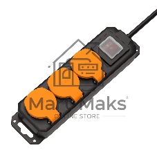 Удлинитель силовой Filum FL-PEC-3SCH-SW-IP44 с выключателем, IP44, 3 розетки Schuko с кабелем 3х1.5 длиной 1.5 м.
