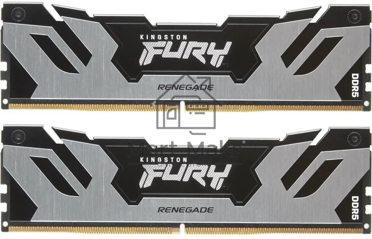Оперативная память Kingston Fury Renegade, DDR5, 32GB (2x16GB), 7600MHz, CL38, DIMM, с радиаторами, серебристый/черный