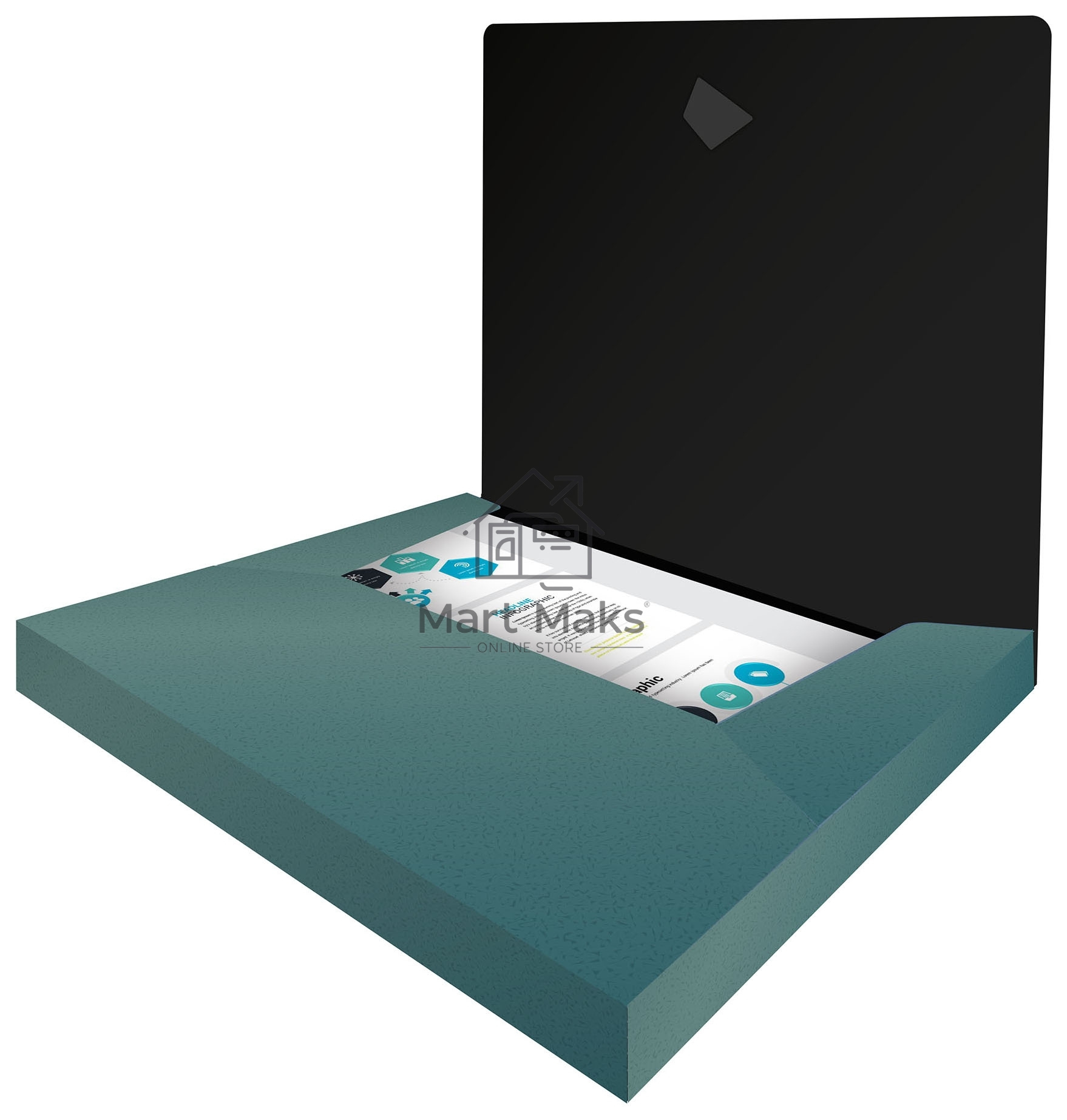 Папка-короб на резинке Silwerhof Perlen 255121-75, пластик, 0.8мм, A4 зеленый металлик