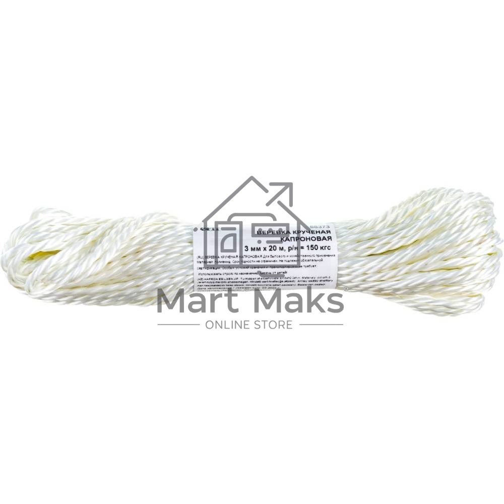 Веревка крученая капроновая Fit 68373 3 мм х 20 м, р/н= 150 кгс