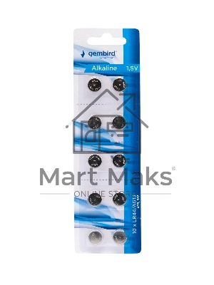 Батарейки щелочные/алкалиновые Gembird GB-LR44-10B, тип LR44(AG13), 10шт, блистер