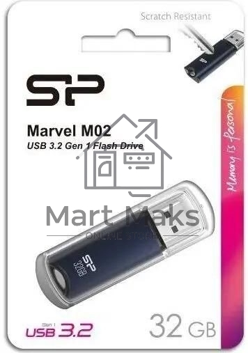 Флешка USB R/W 32Gb Silicon Power Marvel M02, USB 3.0, синий