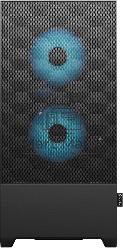 Корпус ПК без блока питания Fractal Design Pop Air RGB Cyan Core TG Clear Tint, Midi-Tower, 3x120mm RGB, 2xUSB-A 3.2 ATX, mATX, mITX черный/циан