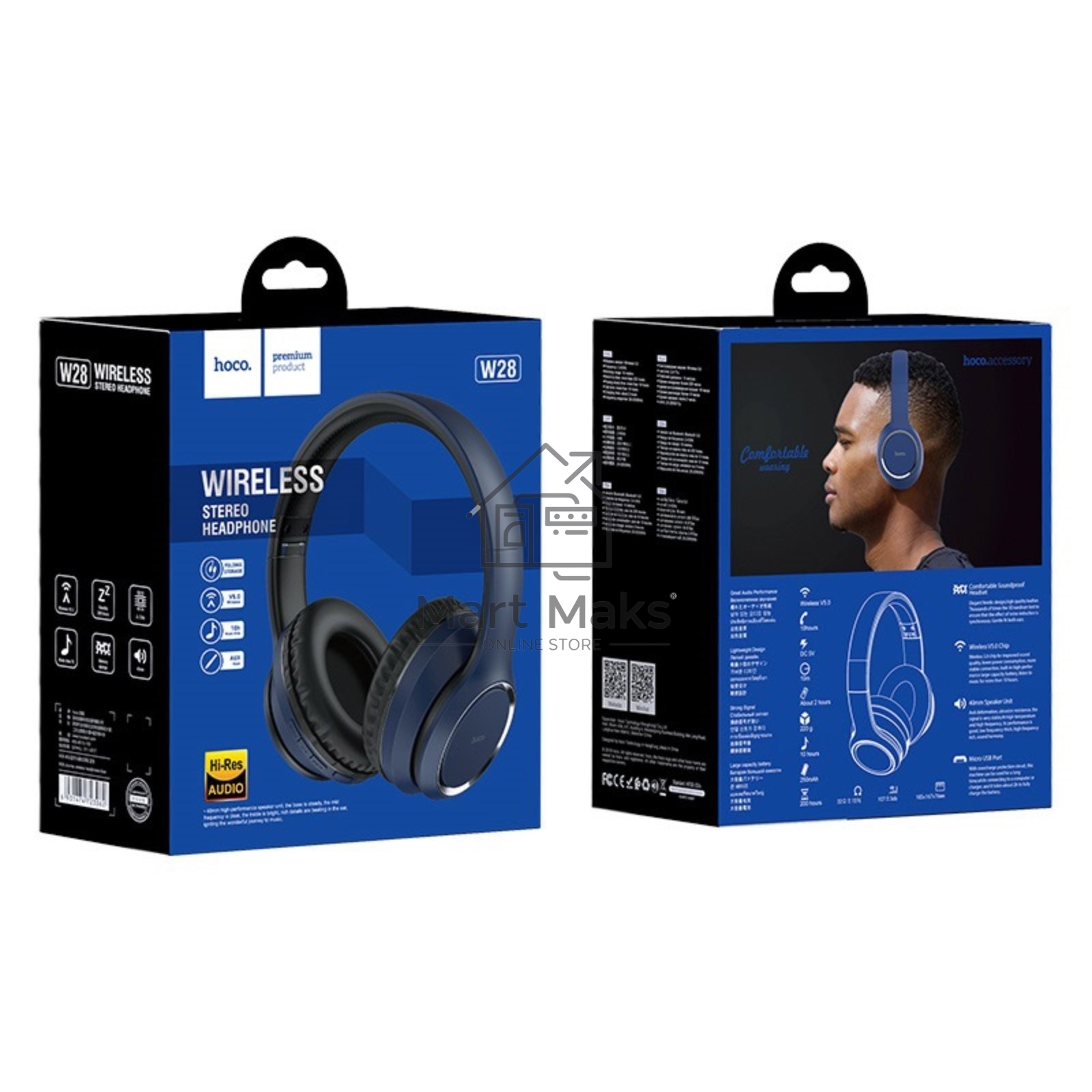 Беспроводные наушники HOCO W28 Journey, Bluetooth, синий