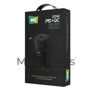 Зарядное устройство MORE CHOICE (4620202555748) NC85 1USB+1Type-C 3.0A PD 20W+QC3.0, черный