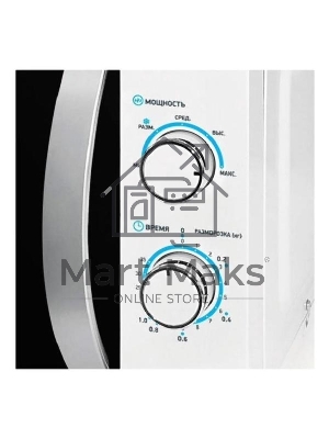 Микроволновая печь BBK 20MWS-711M/WS C белый/серебристый, 20 л, 700 Вт, переключатели - поворотный механизм