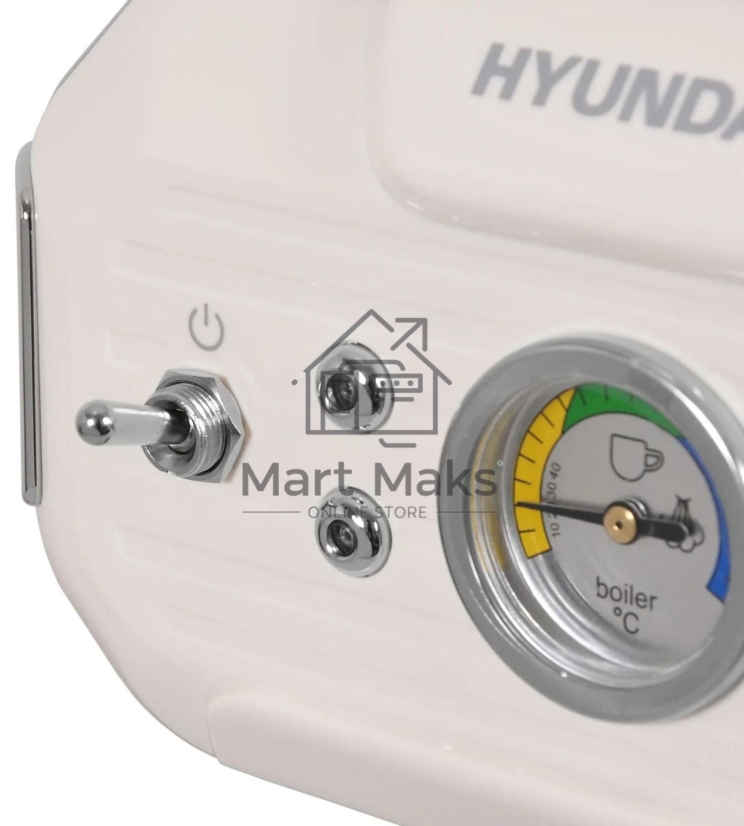 Кофеварка рожковая Hyundai HEM-5300 бежевый/серебристый, исп. кофе - молотый, 1.5 л, 850 Вт, 20 бар