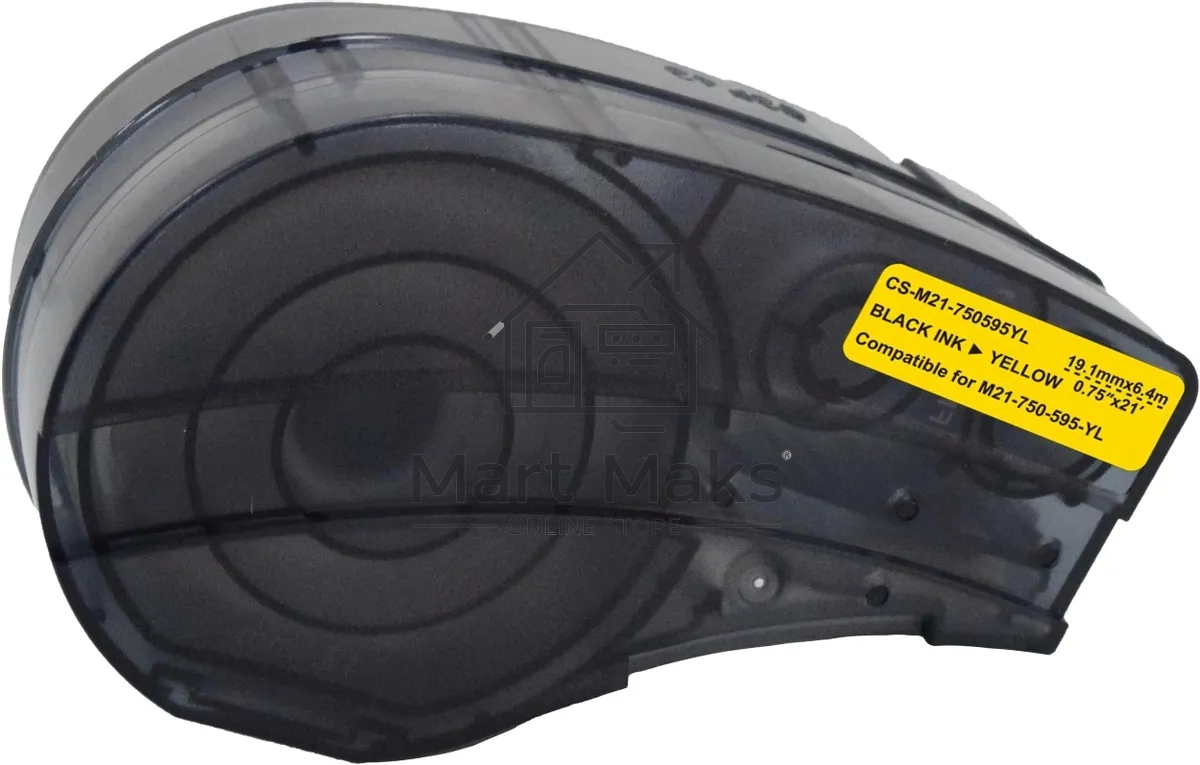 Картридж ленточный Cactus CS-M21-750595YL черный шрифт, желтый фон (19.1 мм, 6.4 м) для Brady BMP21-PLUS, BMP21-LAB