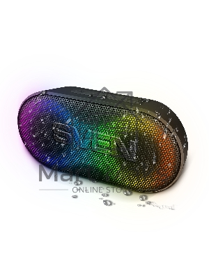 Портативная акустика Sven PS-99, черный (10 Вт, Waterproof (IPx5), TWS, Bluetooth, 1800мА*ч)