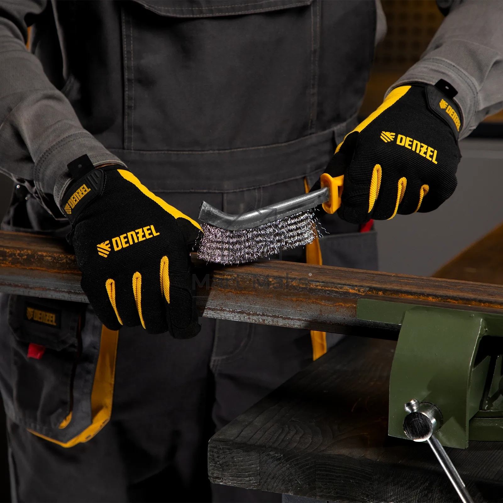 Щетка металлическая Denzel с пластмассовой ручкой, нержавеющая проволока