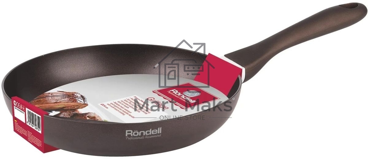 Сковорода Rondell Grillage RDA-1430, 26см, без крышки, коричневый