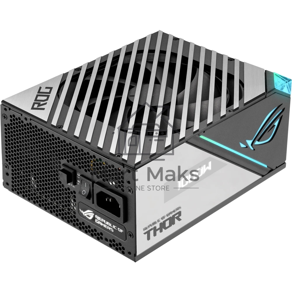 Блок питания ASUS ROG-THOR-1000P2-GAMING (90YE00L4-B0NA00). 1000Вт, 80 PLUS Platinum, 135мм, модульный, комбинирован серый и черный