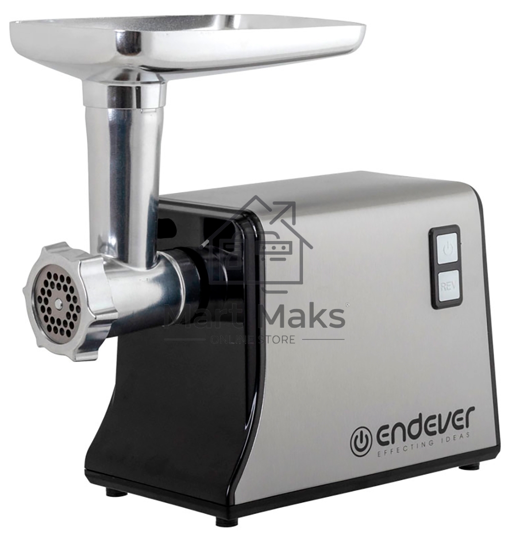 Мясорубка электрическая Endever Sigma-115 стальной, 2200 Вт, 2.0 кг/мин, реверс, защита от перегрузки, насадки - 5
