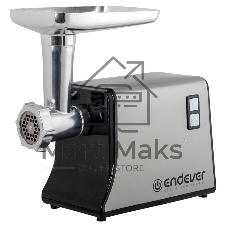Мясорубка электрическая Endever Sigma-115 стальной, 2200 Вт, 2.0 кг/мин, реверс, защита от перегрузки, насадки - 5