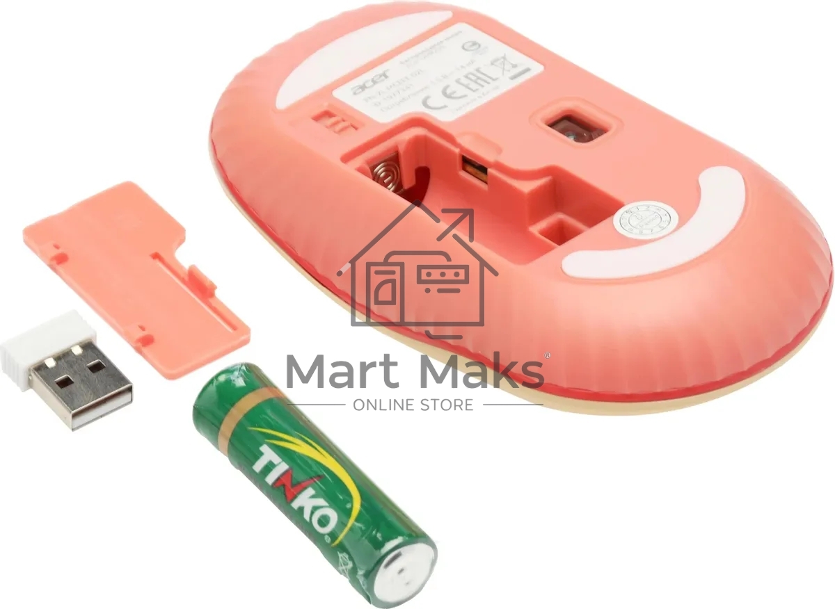 Мышь беспроводная Acer OMR205 бежевый/розовый, 1200 dpi, радиоканал, USB, кнопки - 3