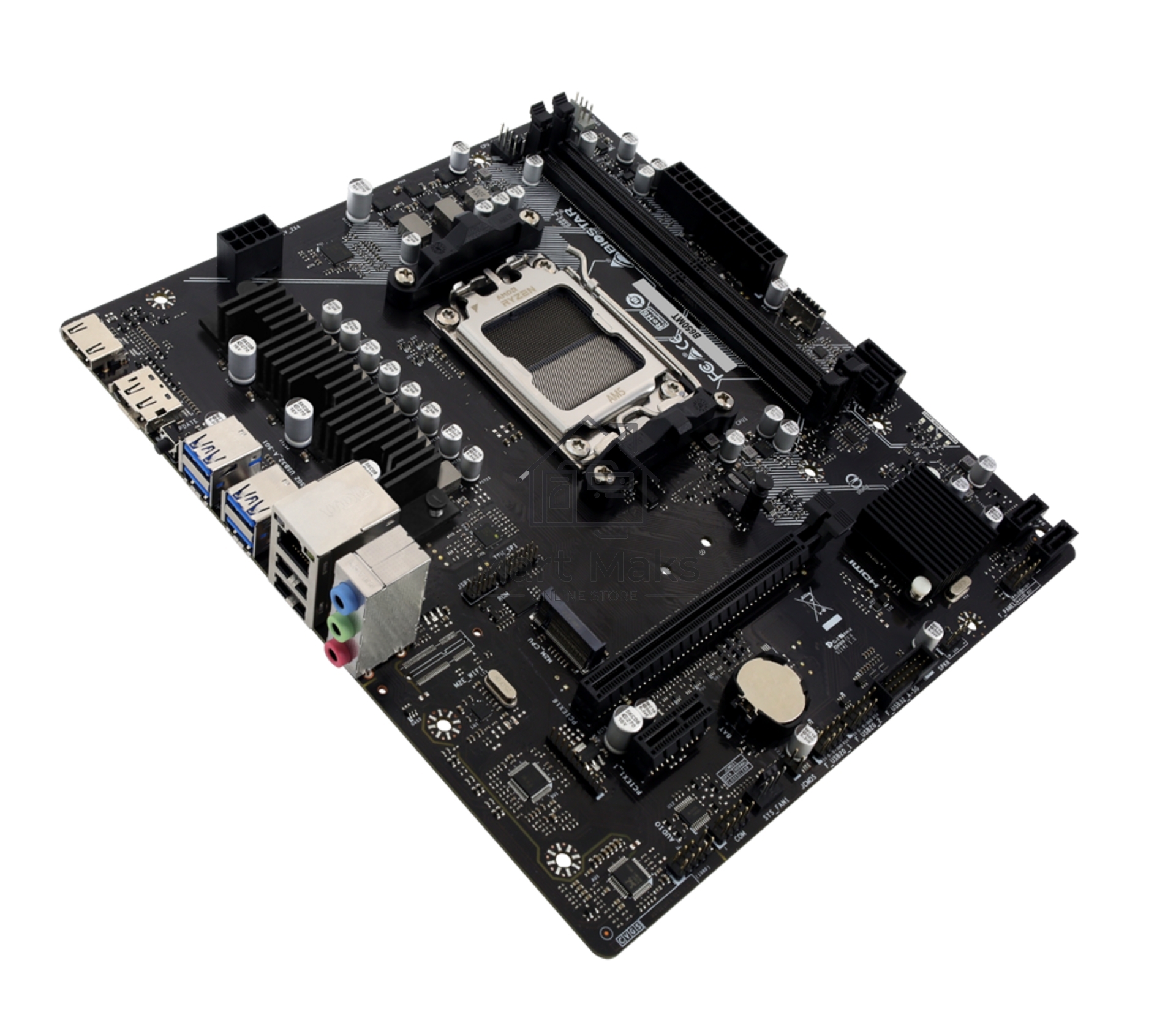 Материнская плата Biostar B650MT, AM5, AMD B650, 2xDDR5, 4xSATA, 1xM.2, 1xPCI-E 4.0 x16, 1xPCI-E x1, 1xHDMI, 1xDP, 1x 1Gb LAN, 4xUSB-A 3.2 Gen 1, 2xUSB-A 2.0, 3x3.5 мм, 7.1, Micro-ATX