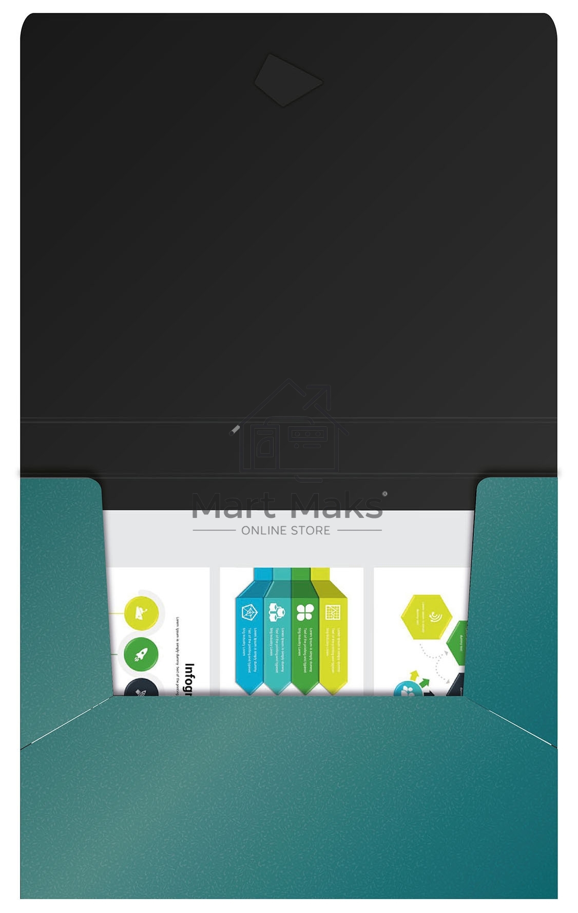 Папка-короб на резинке Silwerhof Perlen 255121-75, пластик, 0.8мм, A4 зеленый металлик