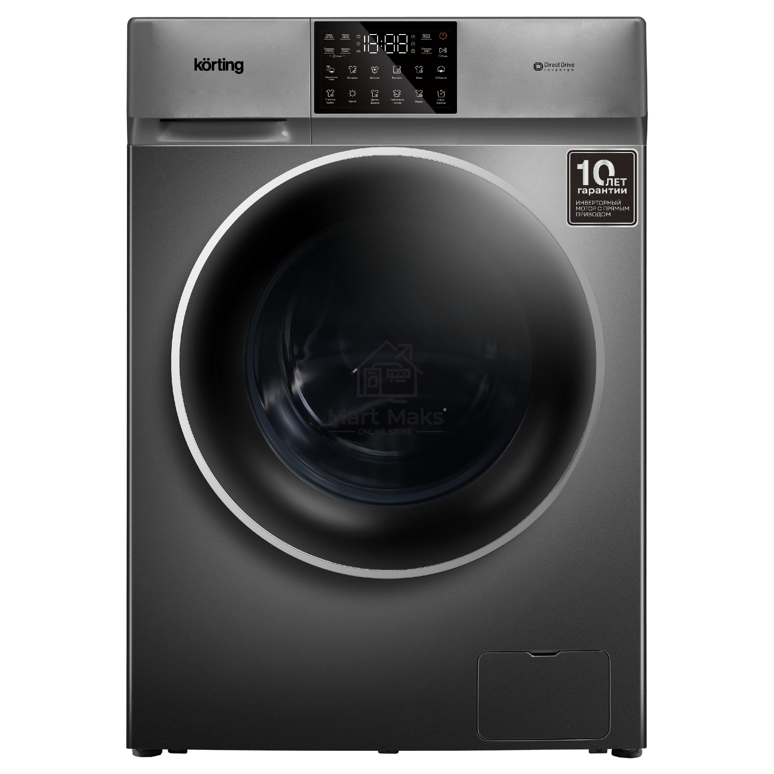Стиральная машина KORTING KWD 60DV107 Gr серый, загрузка фронтальная 10 кг, 1200 об/мин, класс B