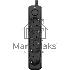 Cетевой фильтр AGNI плоский TP-FD4E-2m-black, 4 розетки Schuko, чёрный, кабель 2 метра, мощность нагрузки 4000 Вт, 16А, заземление, защита от короткого замыкания, сечение кабеля 3 х 1.5 кв.мм., размер 235x54x40 мм.