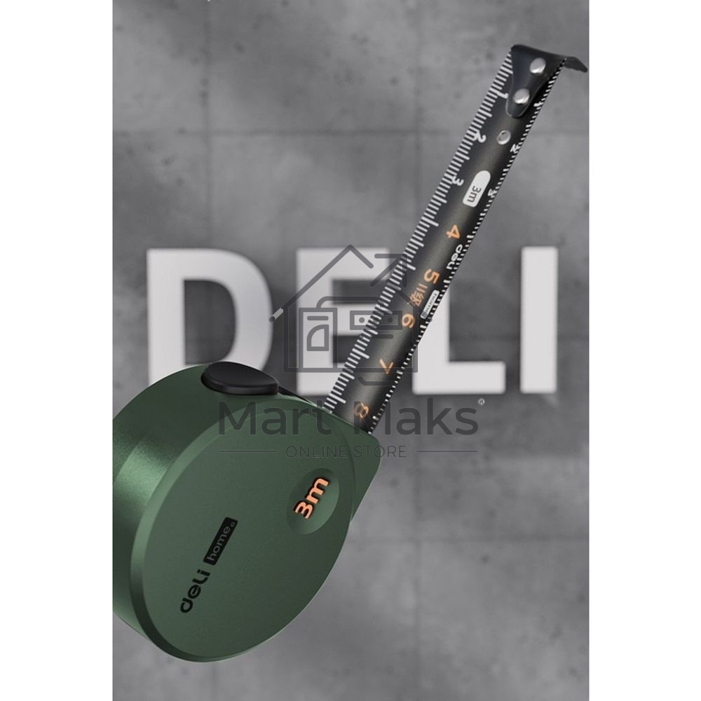 Измерительный и разметочный инструмент Deli Рулетка Home Series Green HT8316L 3м х 16мм, эксклюзивный дизайн, корпус - высококачественный софттач пластик