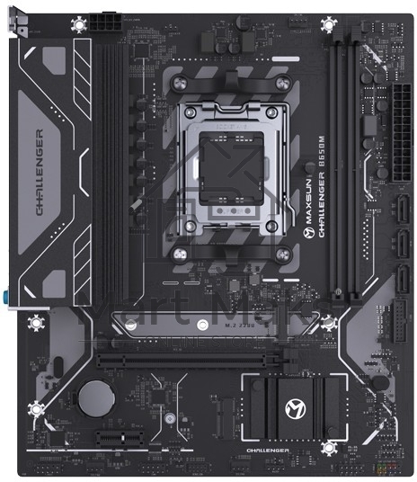 Материнская плата Maxsun Challenger B650M, AM5, AMD B650, 2xDDR5, 3xSATA III, 1xM.2, 1xPCI-E 4.0 x16, 1xDisplayPort, 1xHDMI, 1xRJ-45 1Gb LAN, 2xUSB 2.0, 4xUSB 3.2 Gen 1, 3x3.5 мм, 5.1-канальная, Micro-ATX