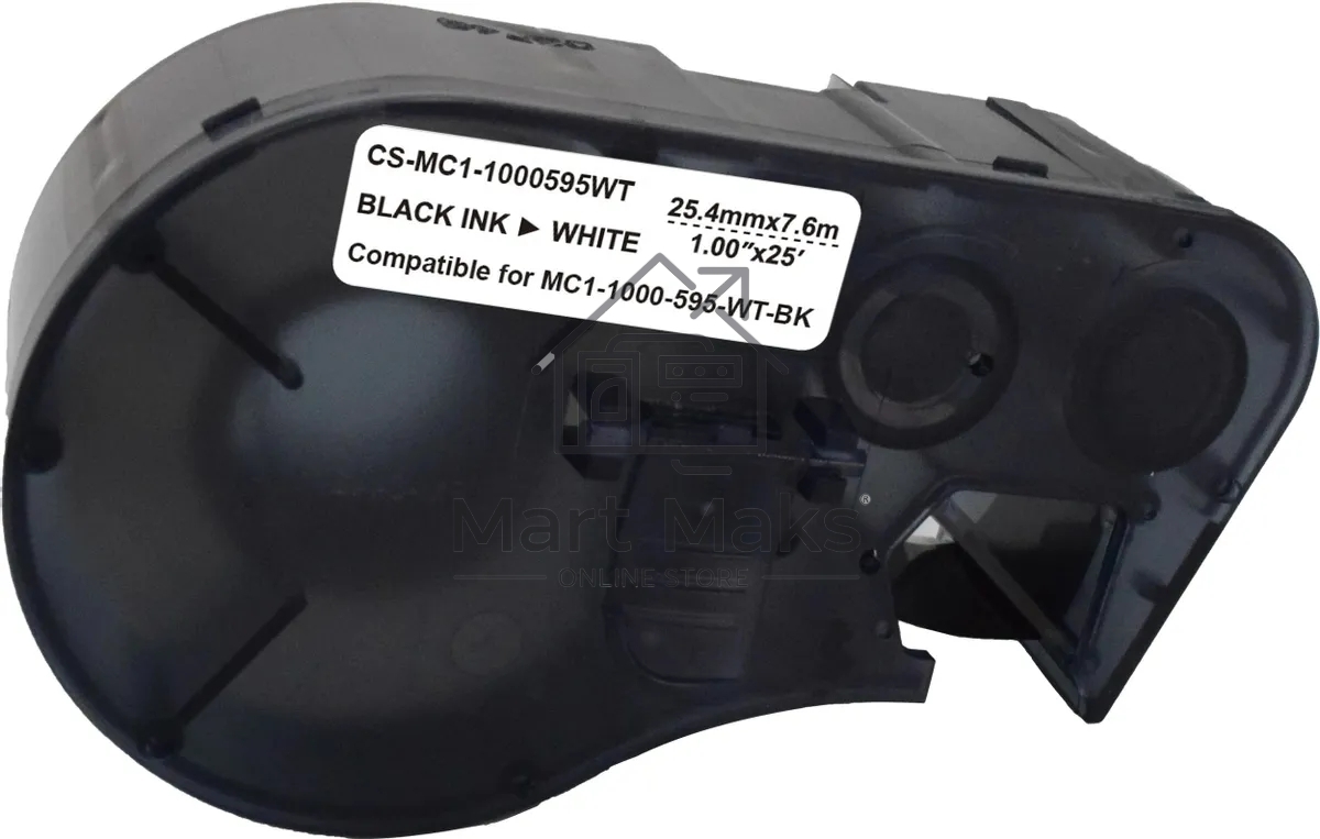 Картридж ленточный Cactus CS-MC1-1000595WT черный шрифт, белый фон (25.4 мм, 7.6 м) для Brady BMP-41/BMP-51/BMP-53-PC-Linked