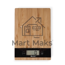 Весы кухонные Blackton Bt KS111 Bamboo, тип управления: сенсорное, дисплей LCD, количество высокочувствительных датчиков: 4, выбор единиц измерения: грамм, унция, фунт:унция, миллилитр (молоко, вода), жидкая унция (молоко, вода), интервал измерения: 1 г, максимальный вес: 5 кг, функция вычета веса тары, индикация перегрузки, индикатор замены батарейки, автоматическое и ручное отключение, автообнуление, материал корпуса: бамбук, нескользящие ножки, источник питания: 2 x AAA, номинальное напряжение: 3 В
