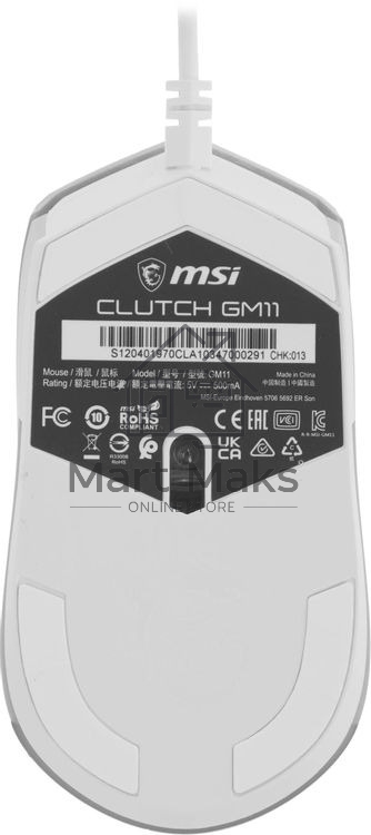 Мышь проводная MSI Clutch GM11 белый, 5000 dpi, USB, кнопки - 6